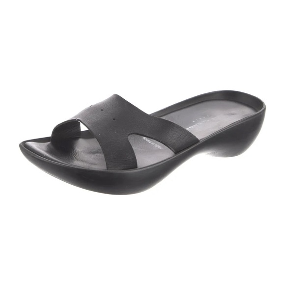 Vintage Sport Slide Sandals by Robert Clergerie, Black Leather - Picture 1 of 3
